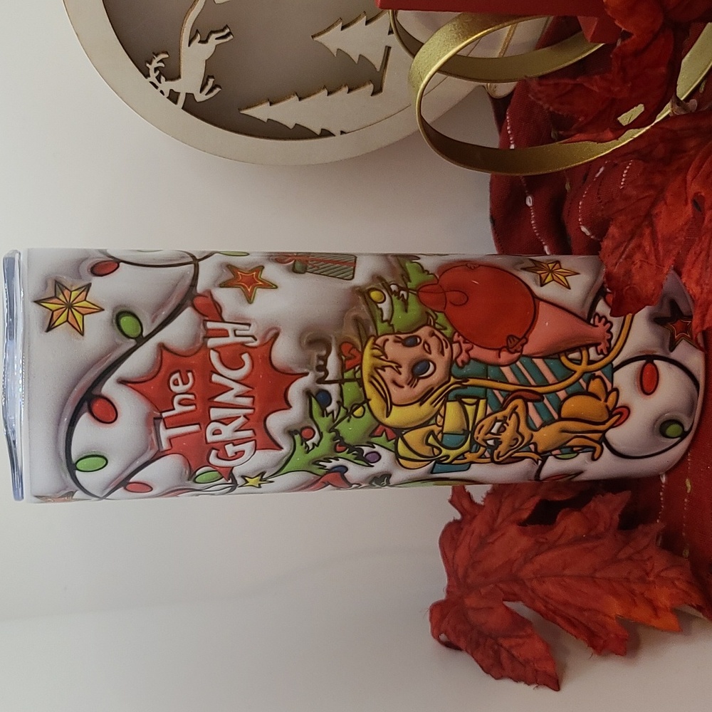 GRINCH  3D and Cindy Lou Tumbler 20 oz Stainless Steel Cup with Lid